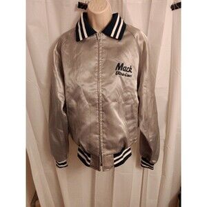 Vintage 80s Mack ultra liner Silver Satin Jacket Size M